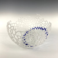 Frosted Basket with Narrow Blue Band