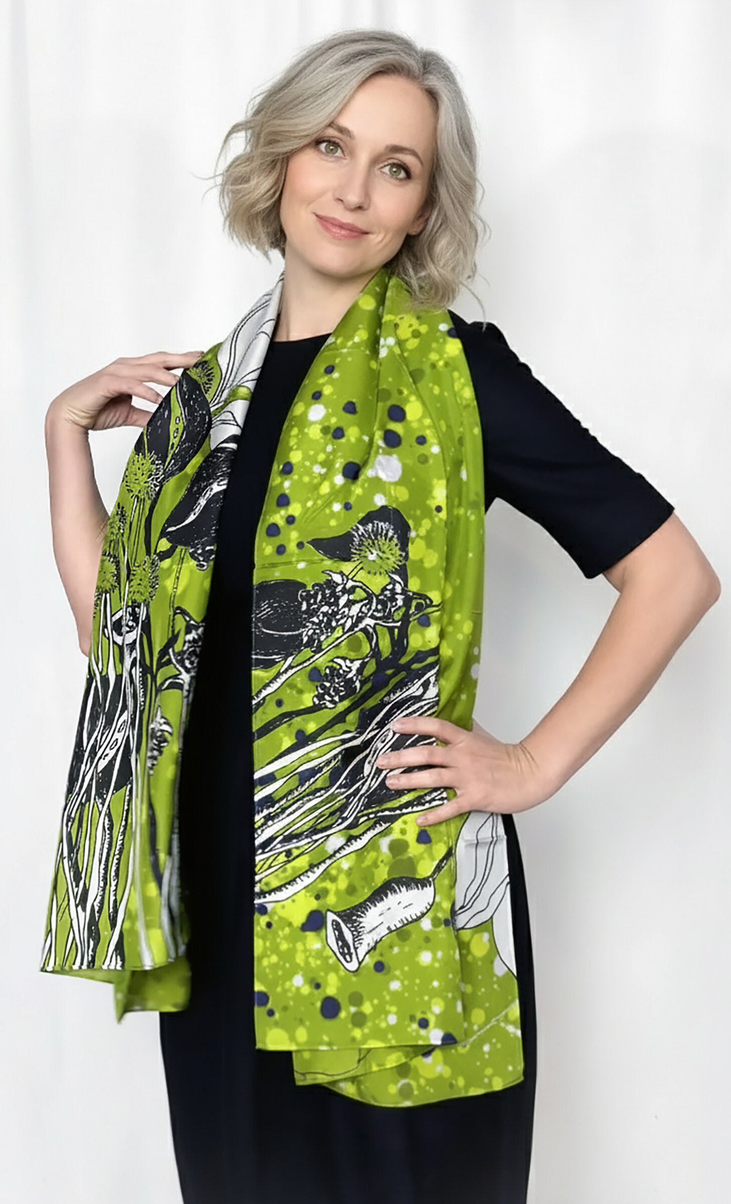 Green Floral Scarf