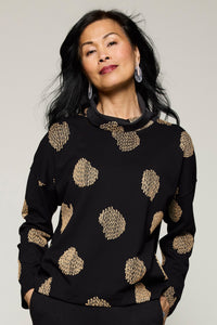 Embroidered Dot Cowl Top