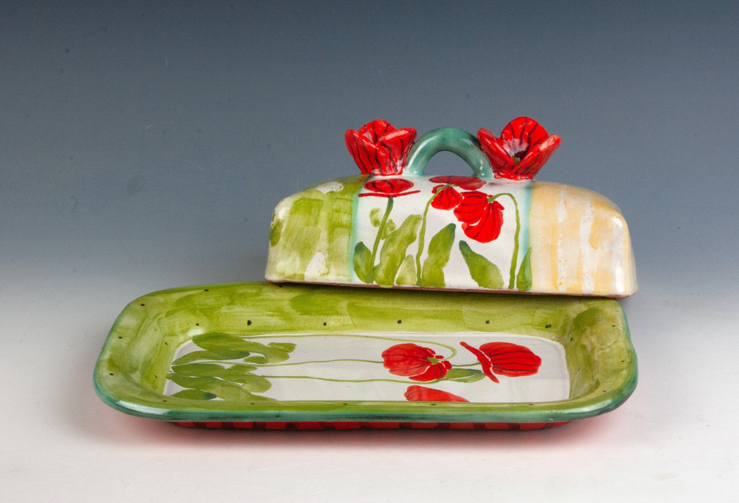 Poppies Butter Dish with Lid