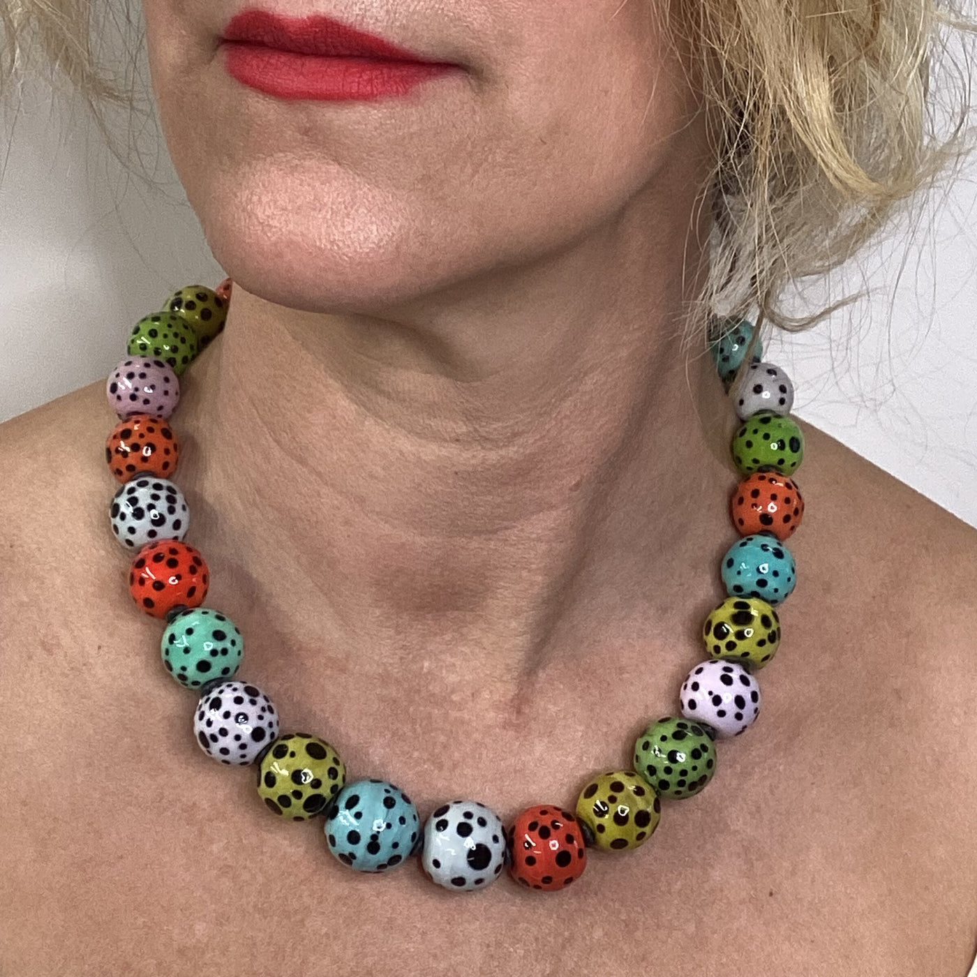 Vivid Dalmatian Bead Necklace III