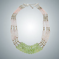 Prasiolite, Rose Quartz & Sterling Silver Necklace