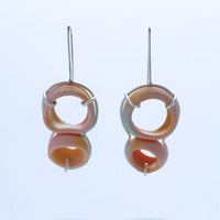 Peach & Light Blue Double Earrings