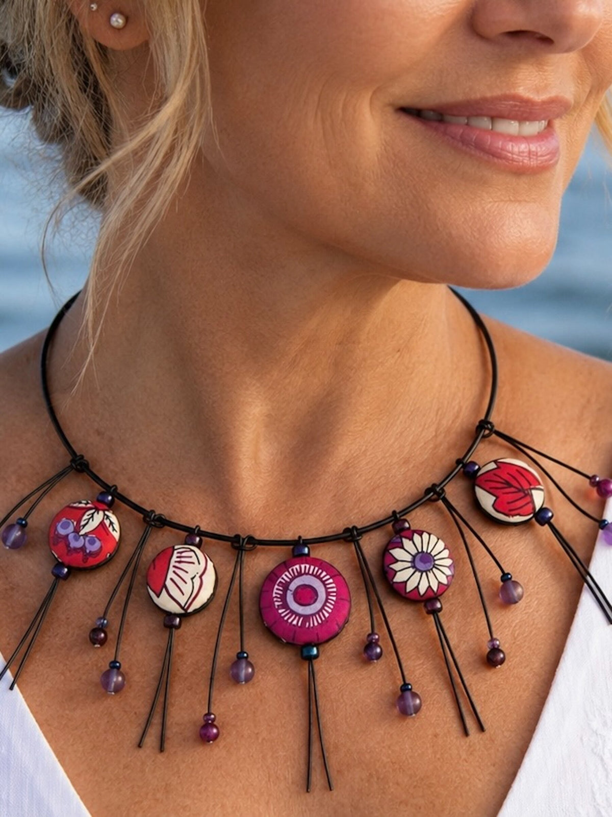 Summer Garden Reversible Silk Necklace