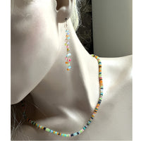 Opal Chain Dangle Gold Earrings