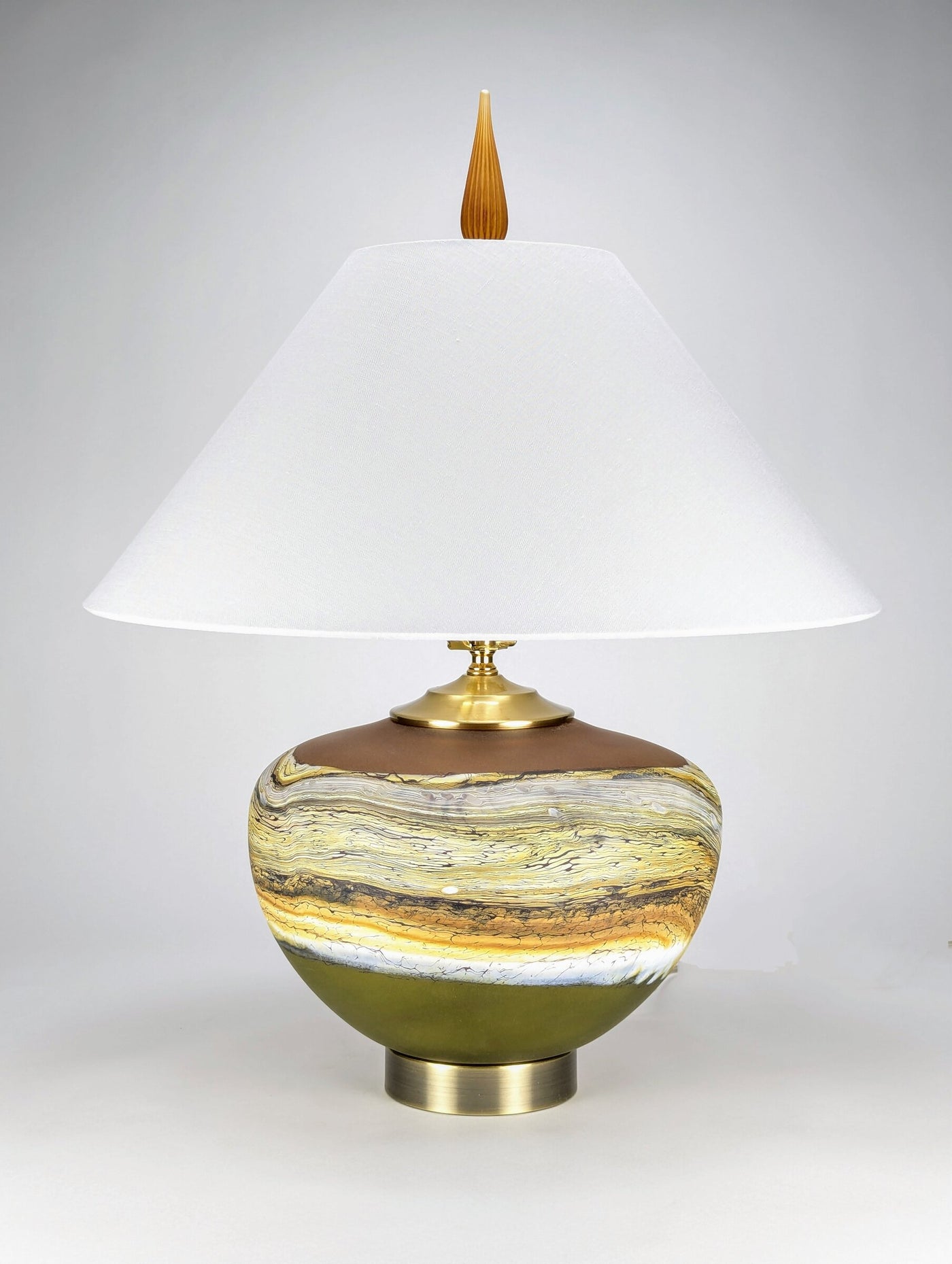Satin Strata Table Lamp in Tangerine and Lime