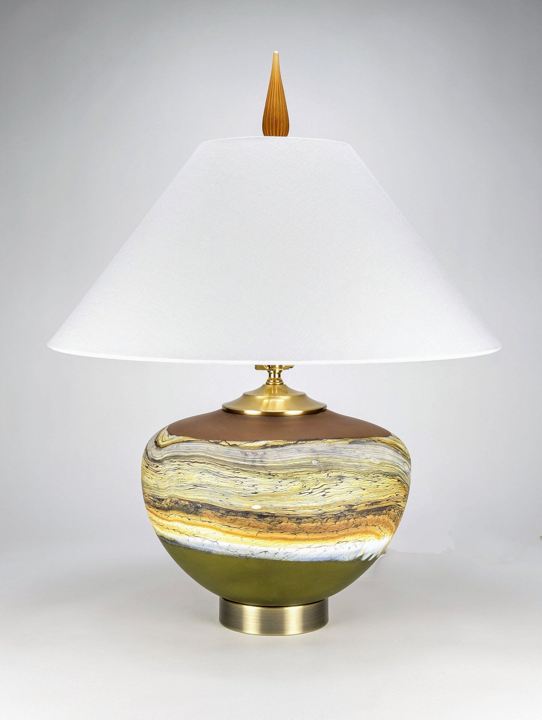 Satin Strata Table Lamp in Tangerine and Lime