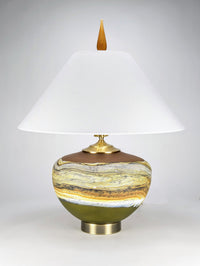 Satin Strata Table Lamp in Tangerine and Lime