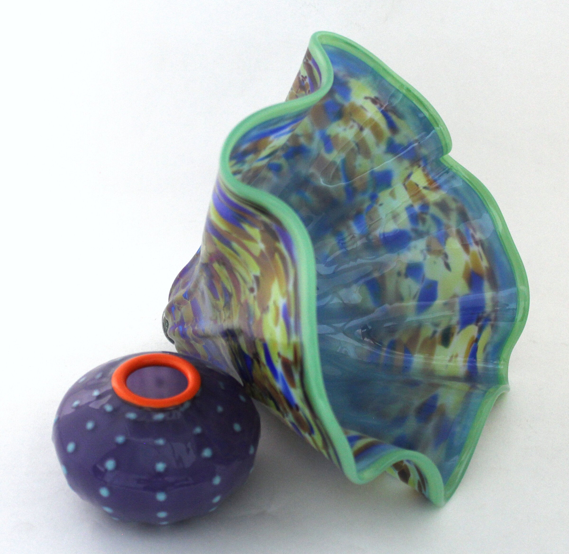 Azure Blue Seashell Fan with Lavender Urchin