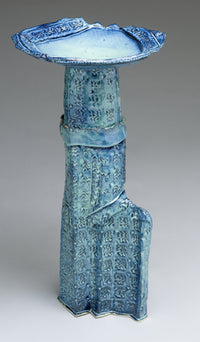 Blue Textured Birdbath