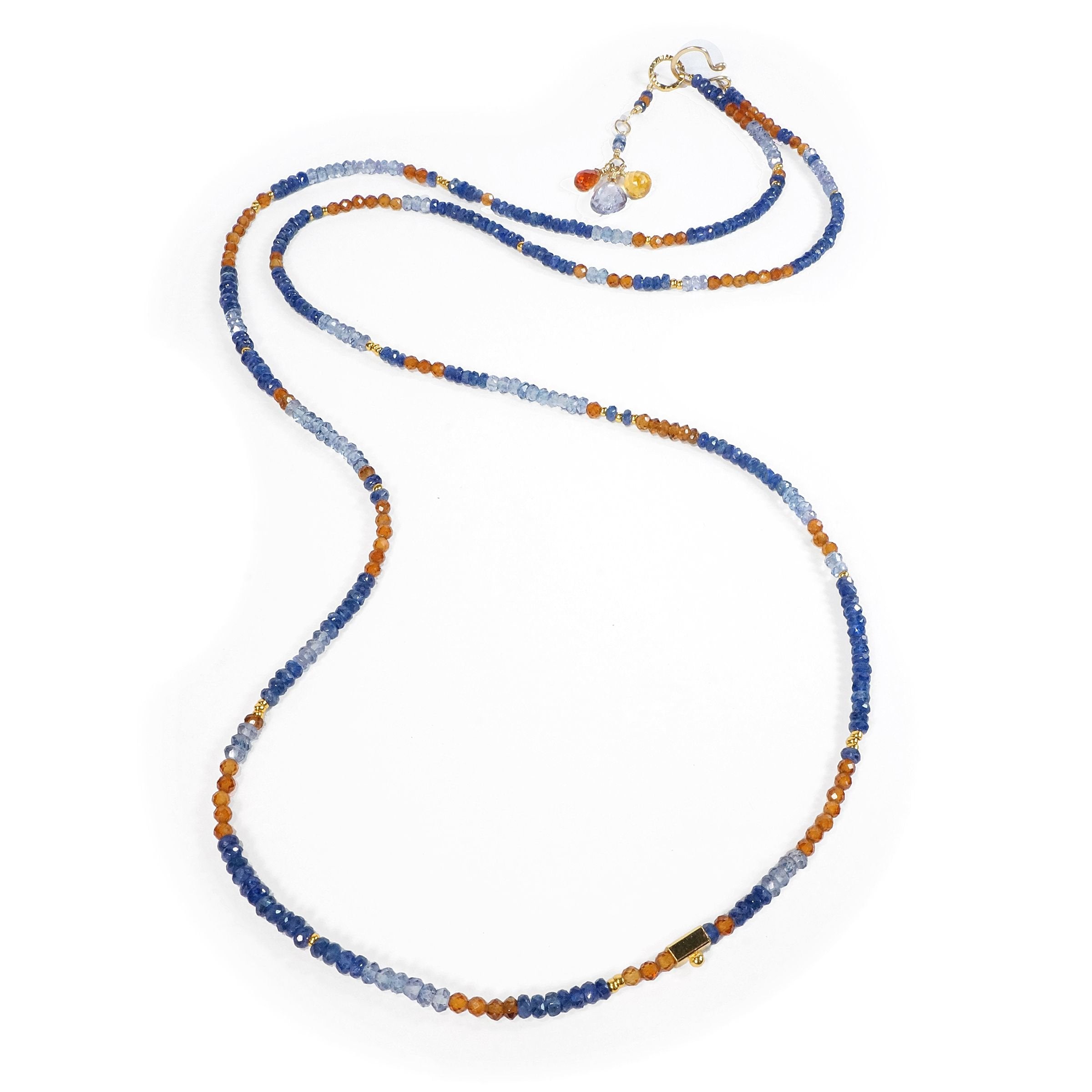 Sapphire, Tanzanite and Hessonite Necklace/Wrapped Bracelet