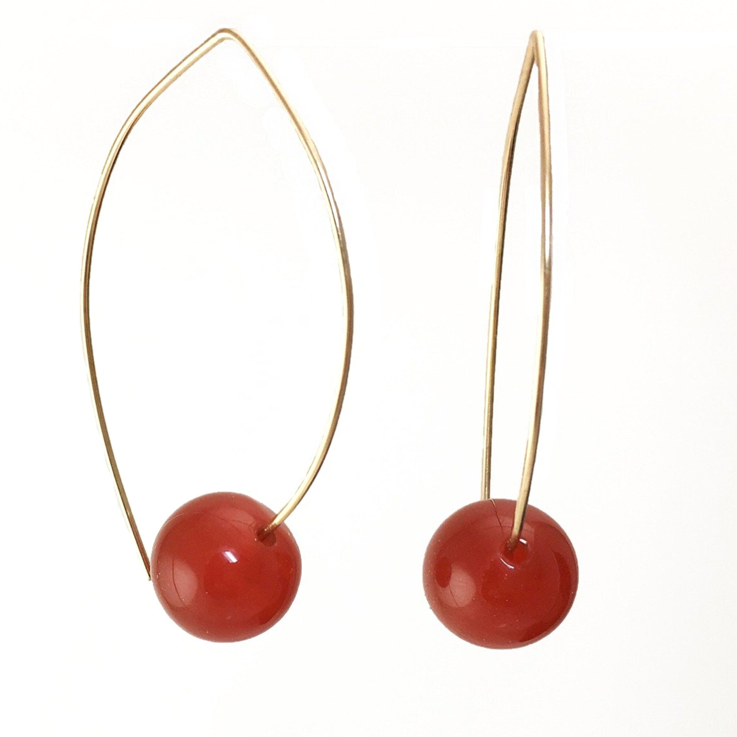 Carnelian on Wire Earrings