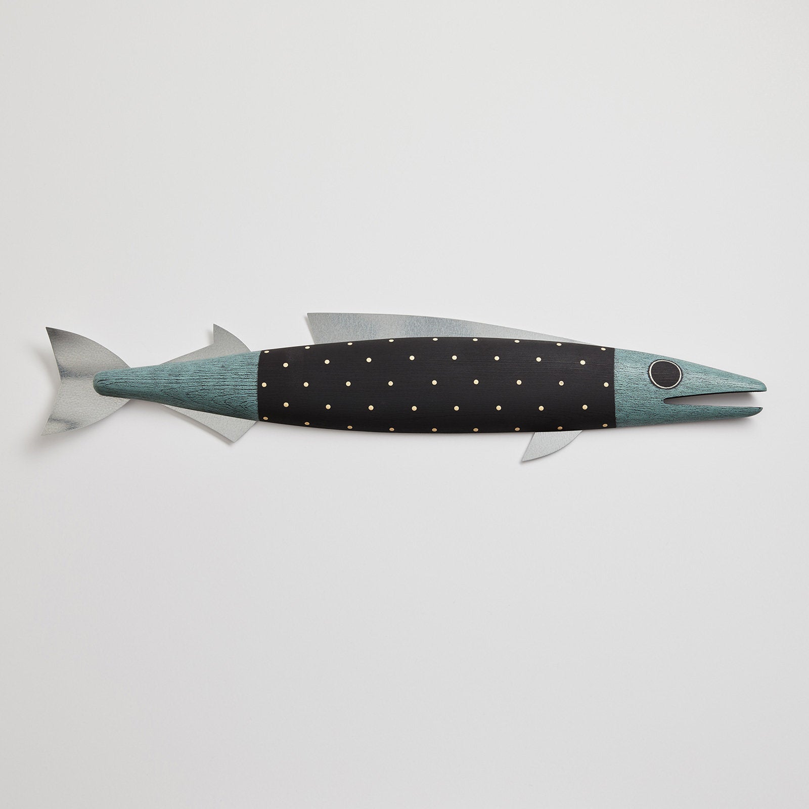 Large Fish with Fins in Black White Dots
