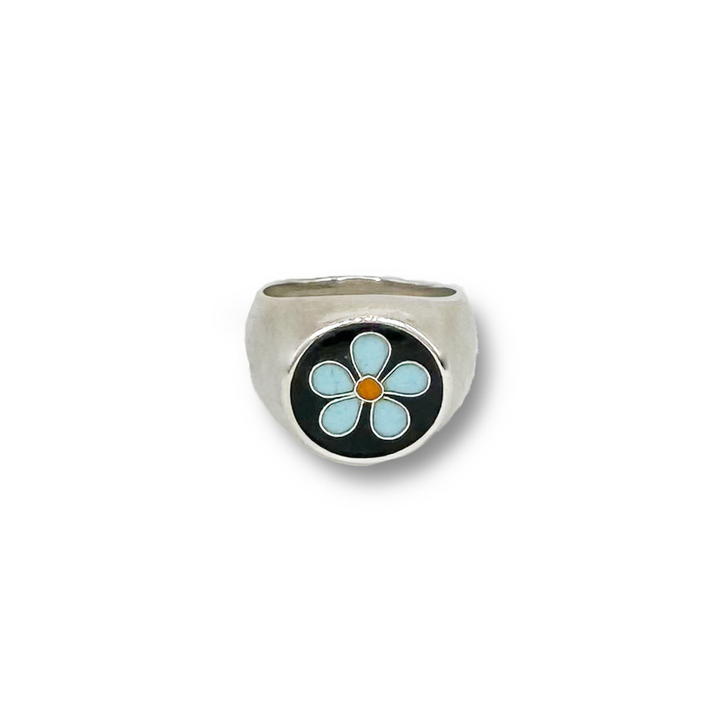 Round Blue Flower Ring