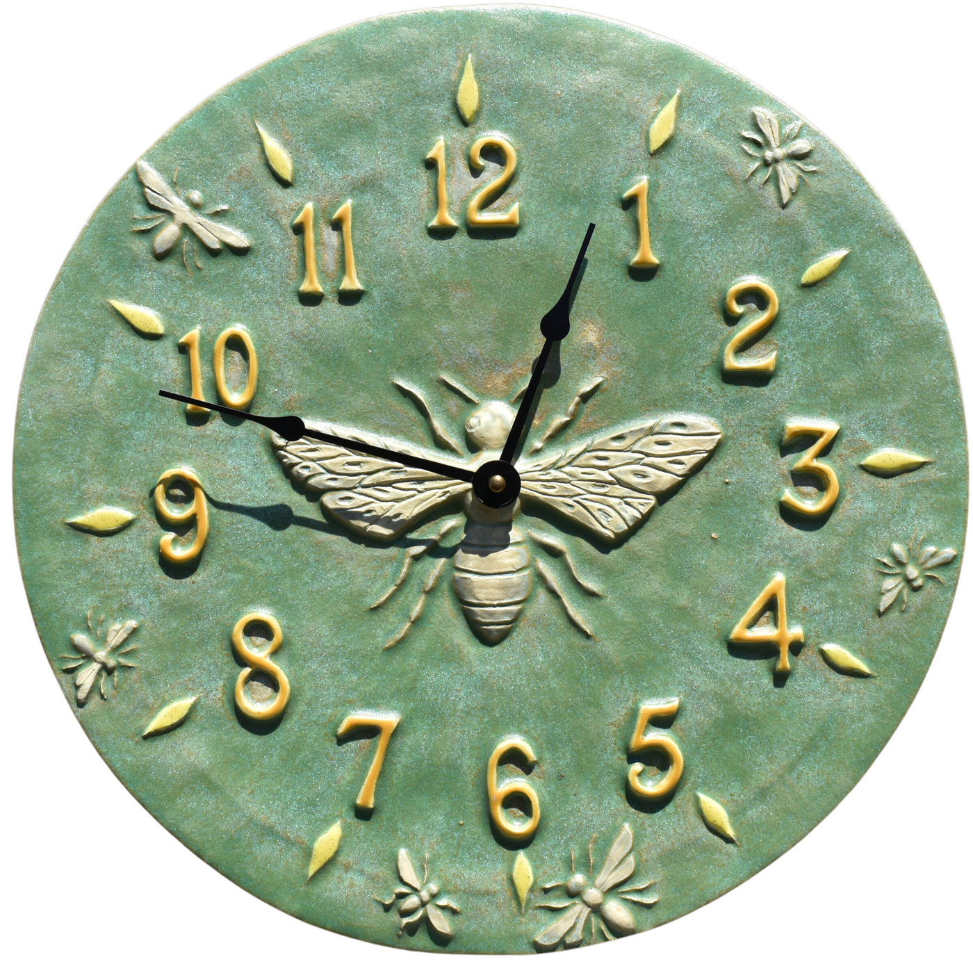 Honeybee Wall Clock in Patina Green & Amber