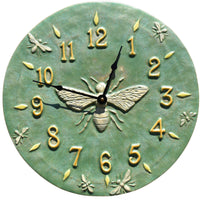 Honeybee Wall Clock in Patina Green & Amber