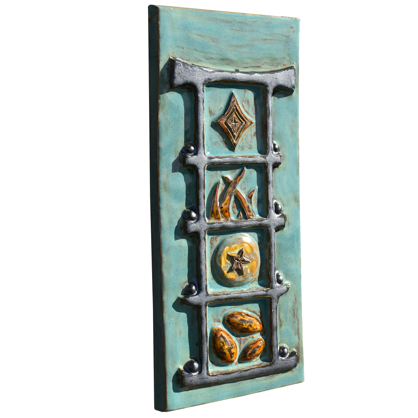 Torii Totem in Antique Teal, Amber & Steel Glazes