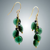Forest Green Quartz Coins & Gold-Filled Earrings