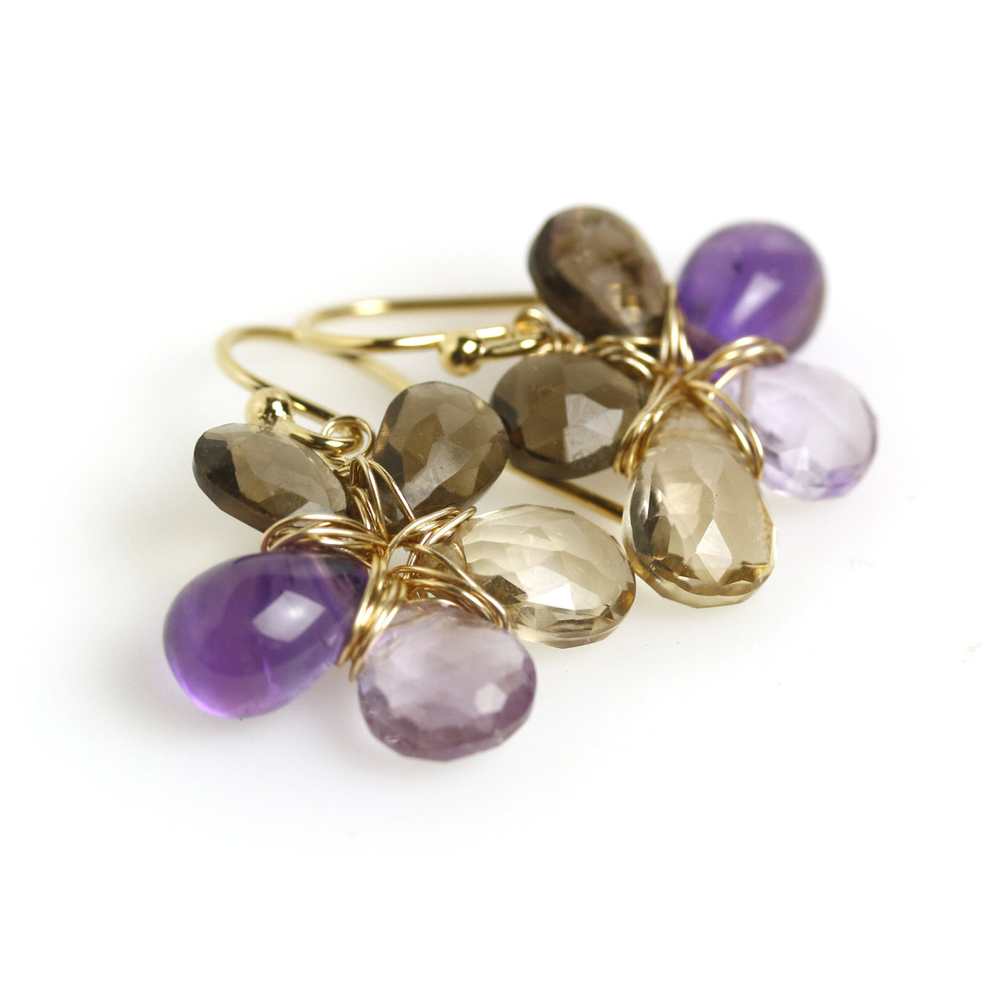 Violets & Chocolate Flower Earrings