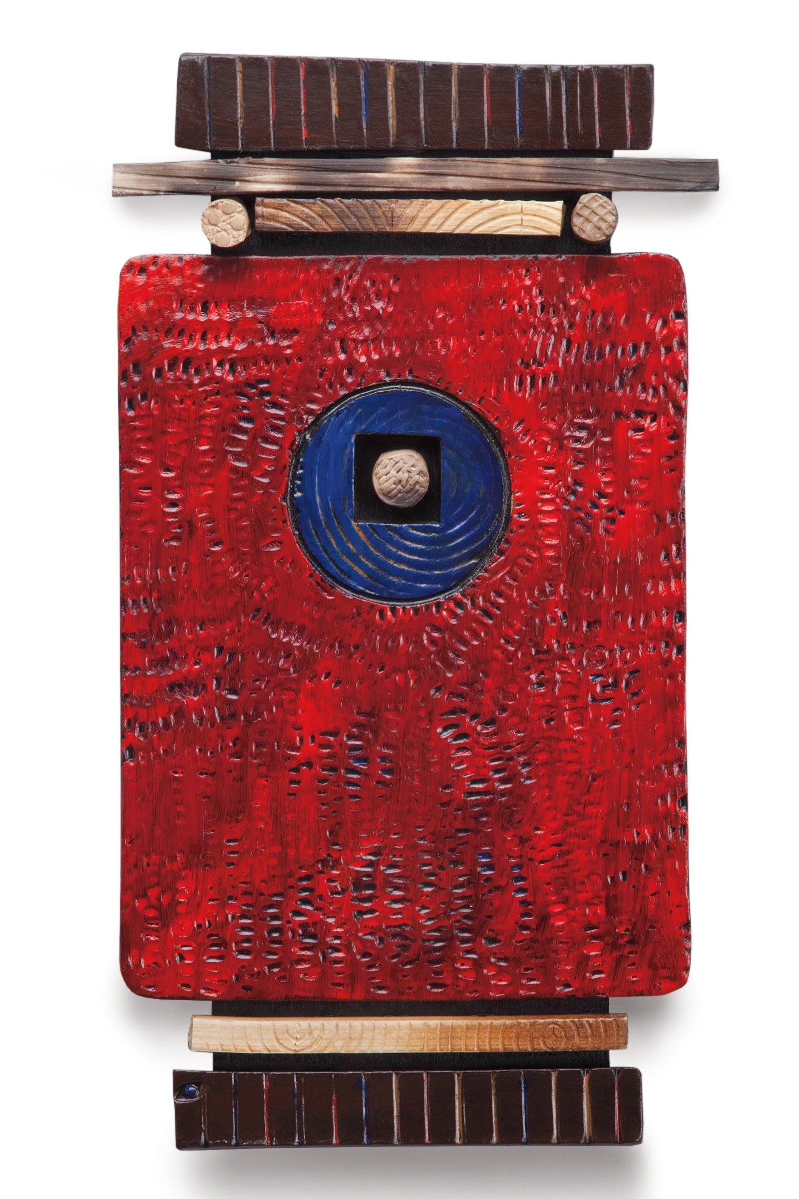 Red Tile Shard with Blue Circle
