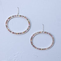 Horizontal Tourmaline Oval Segment Earrings