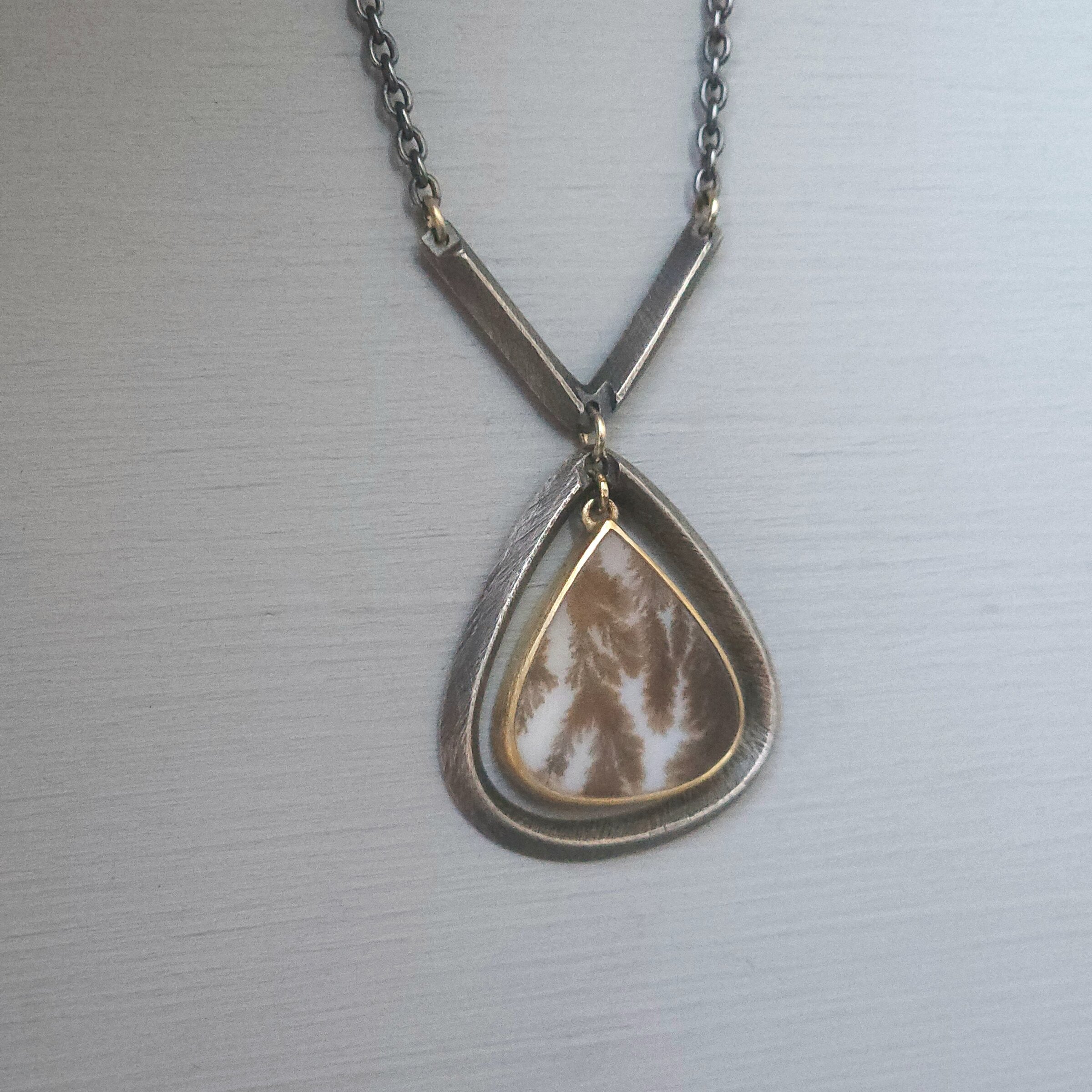 Dendritic Agate Teardrop Frame Pendant