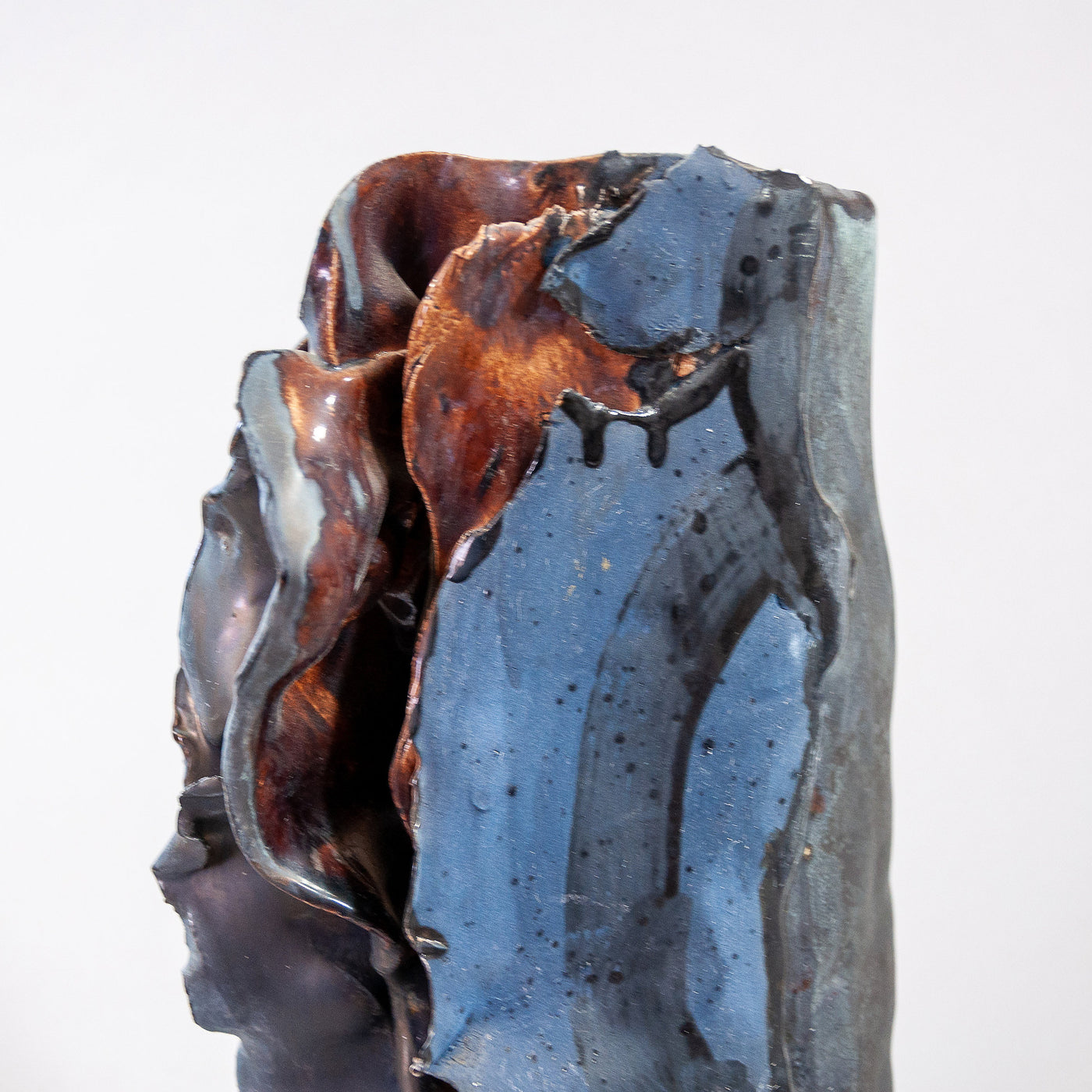 Black Ceramic Vase with Dark Blue Ruffle