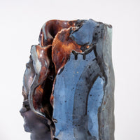Black Ceramic Vase with Dark Blue Ruffle