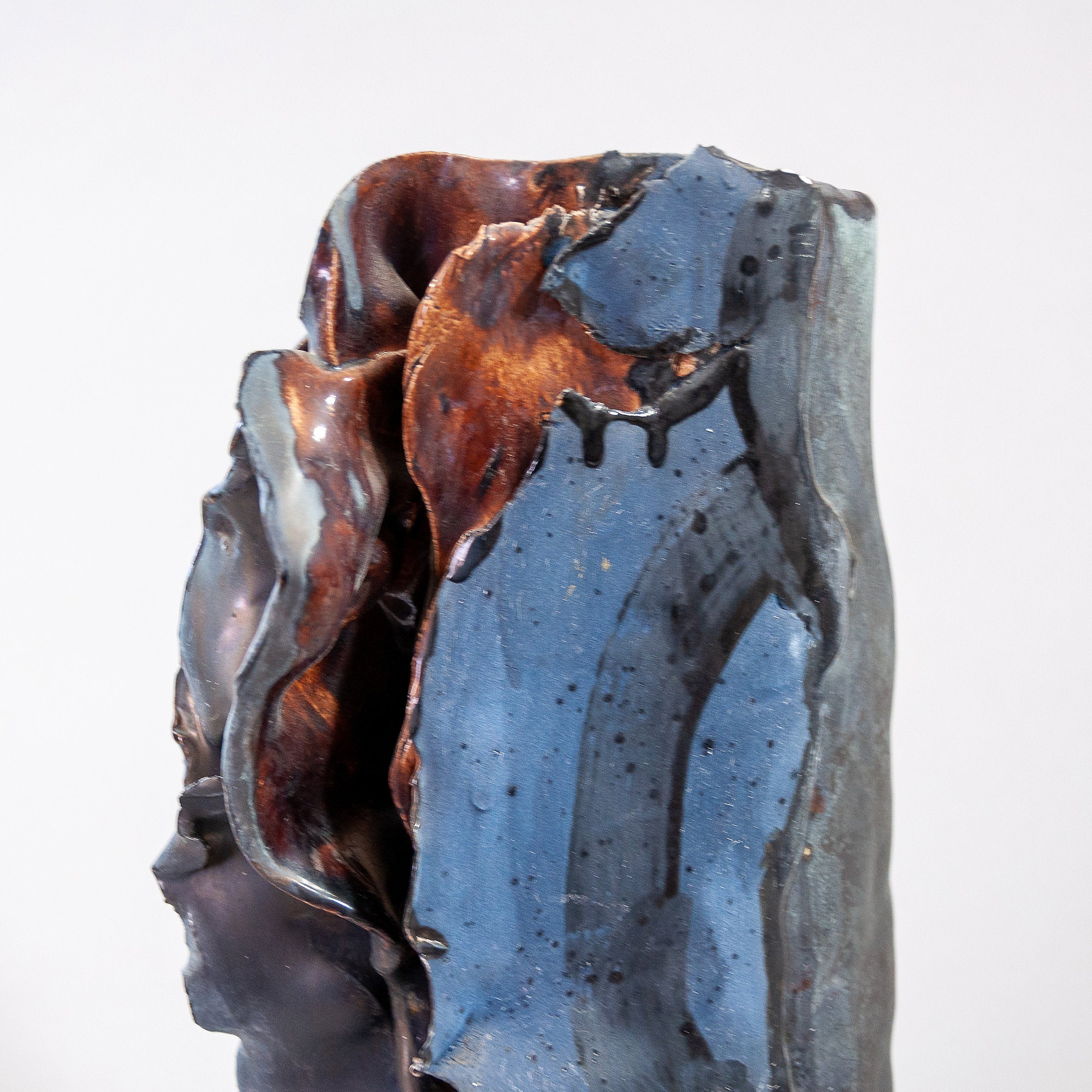 Black Ceramic Vase with Dark Blue Ruffle