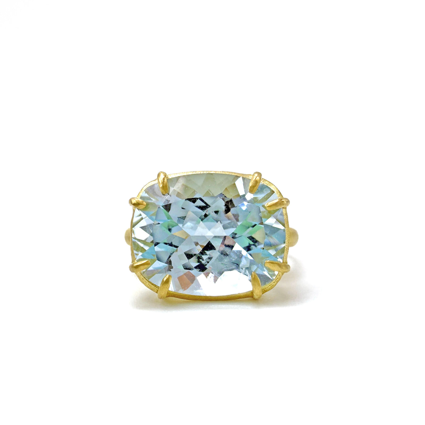 Cushion-Cut Aquamarine Aqueduct Ring