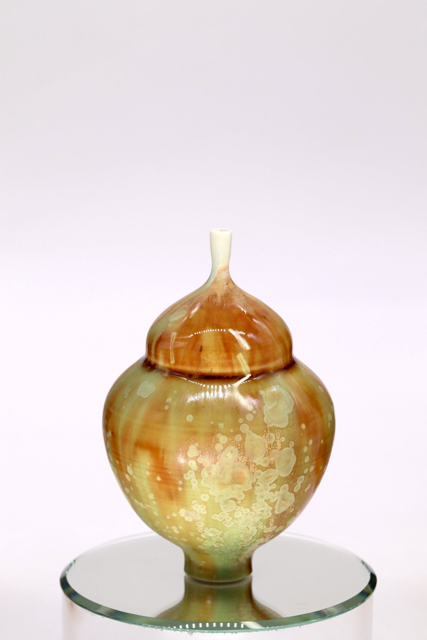Miniature Crystalline Orange and Green Matte Bottle