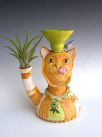 Sunflower Cat Vase