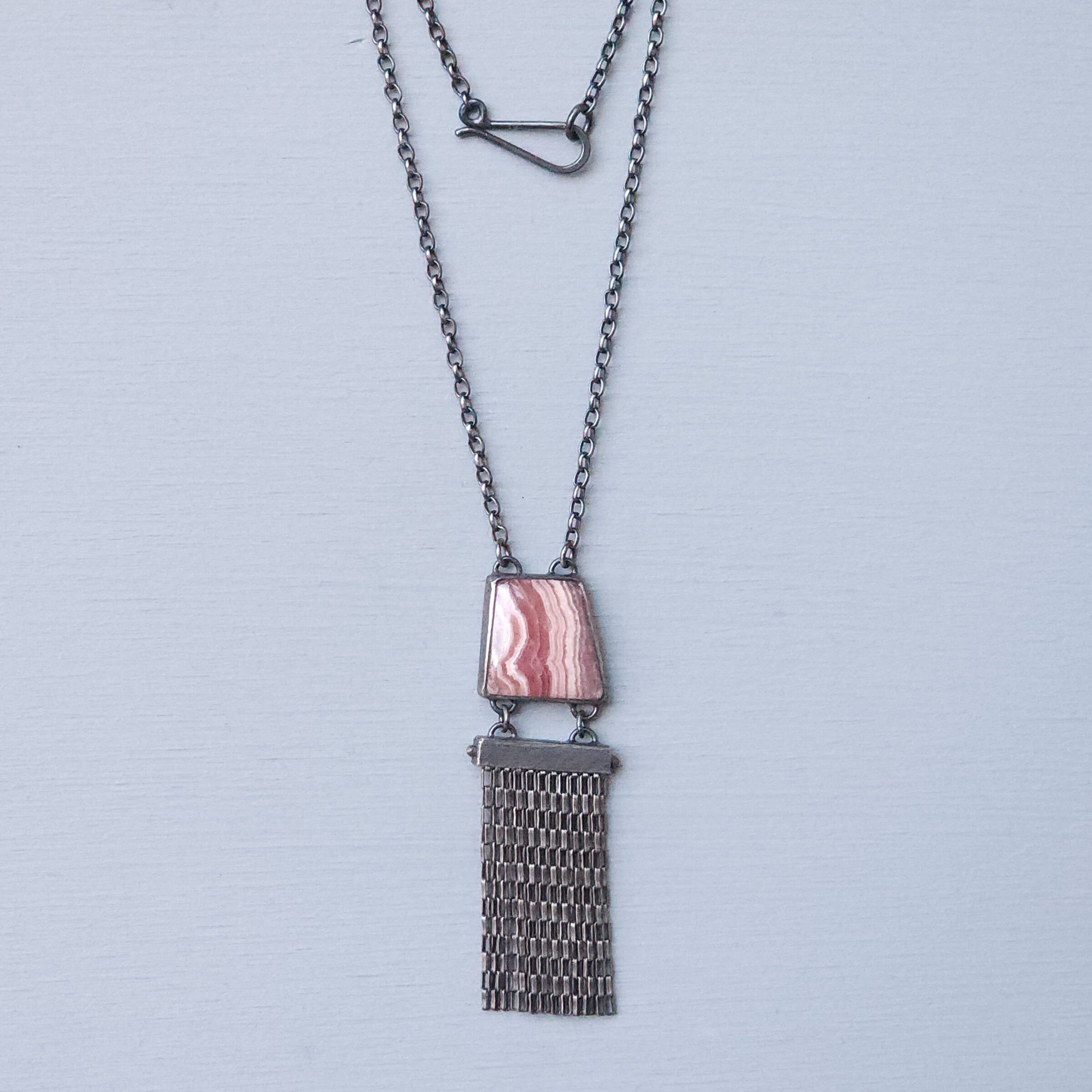 Rhodochrosite Fringe Pendant Necklace