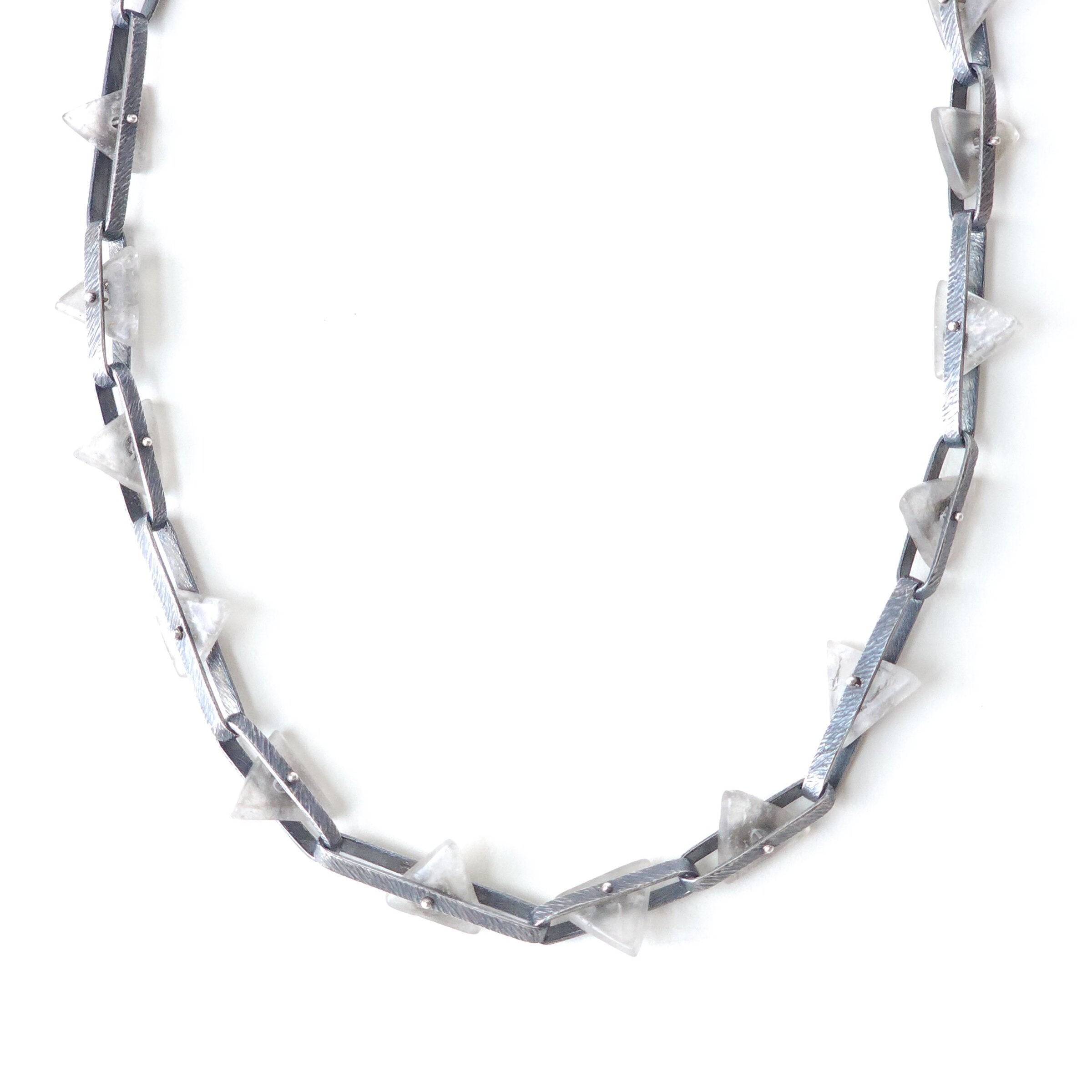 Long Quartz Triangle Band Link Necklace