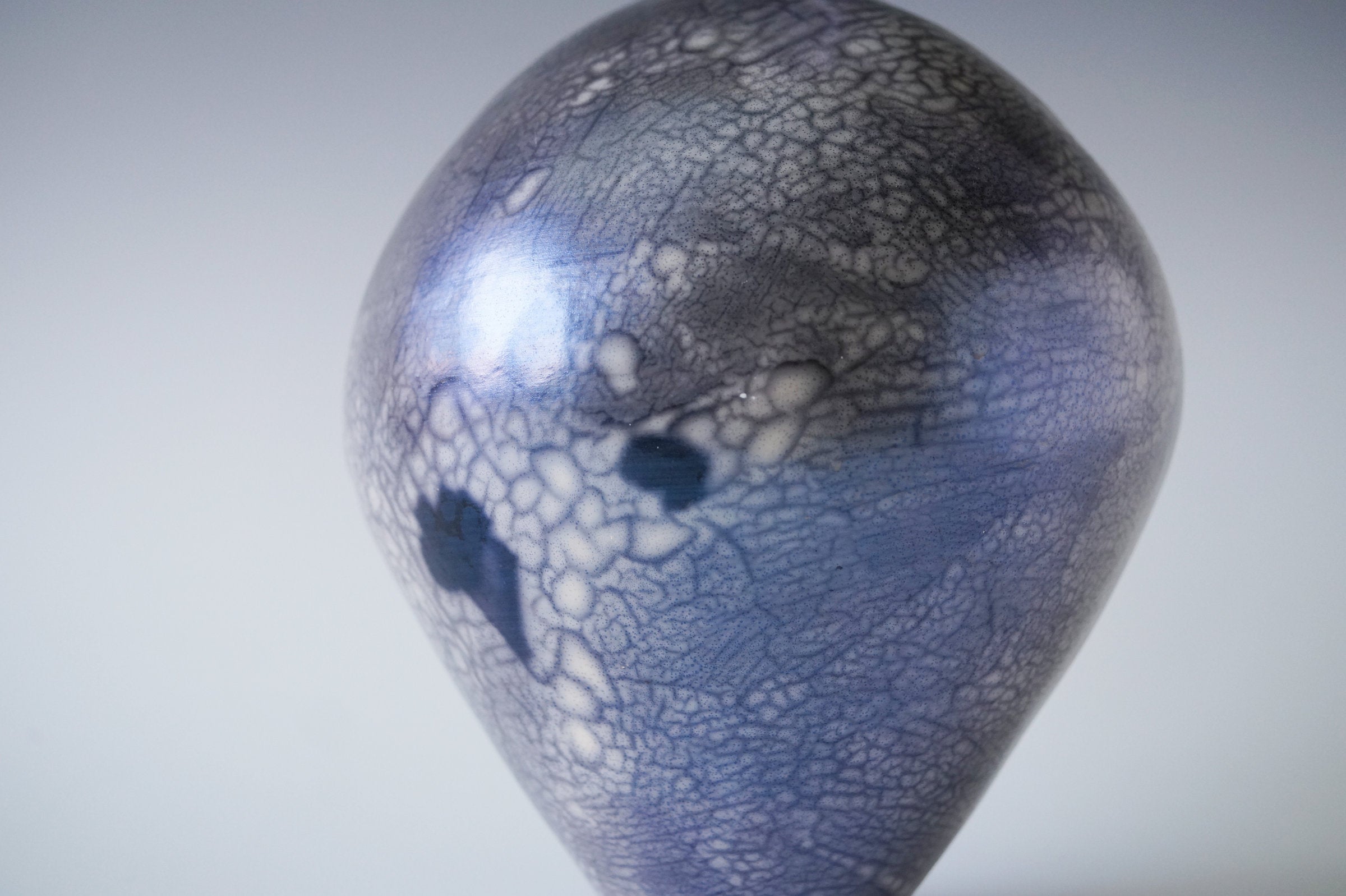 Nerida Coil Blue Iridescent Raku Vessel
