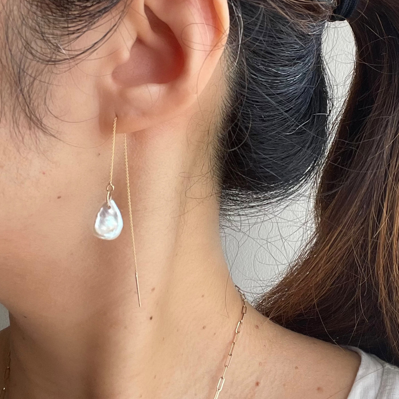 Tango Keshi Pearl Threader Earrings