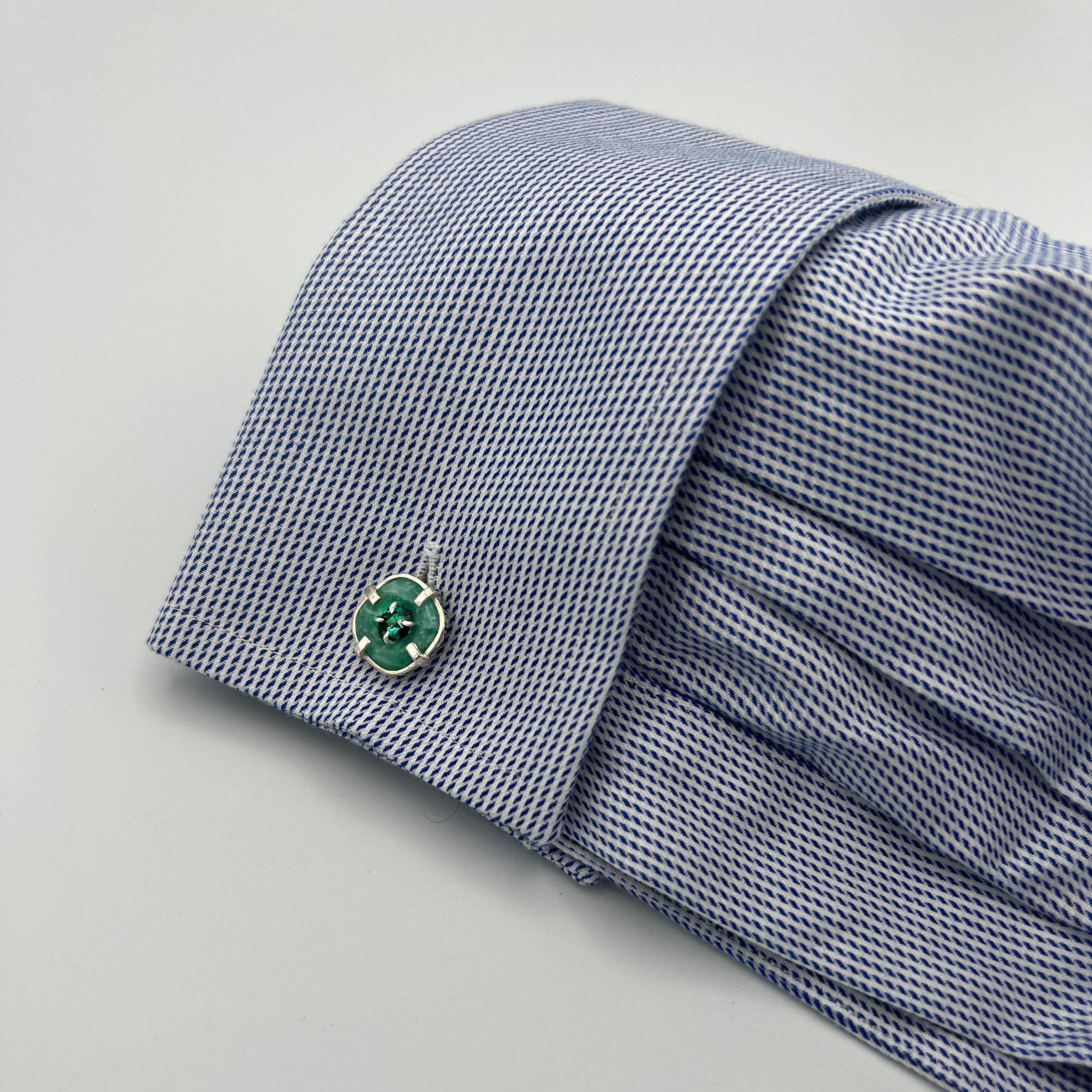 Amazonite and Tourmaline Chain Cufflinks