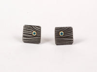 Square Studs with Teal Diamond