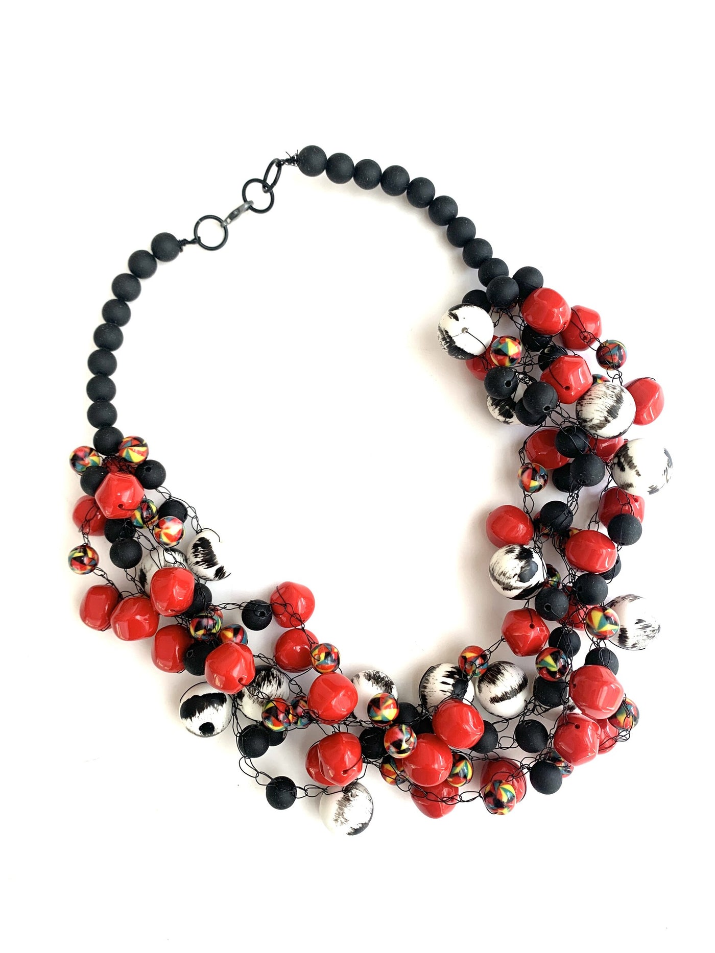 Red & Black Patterned Necklace