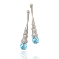 Sandblasted Silver with Blue Topaz