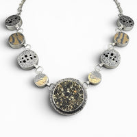 Pyrite & Gold Accent Hollow Necklace