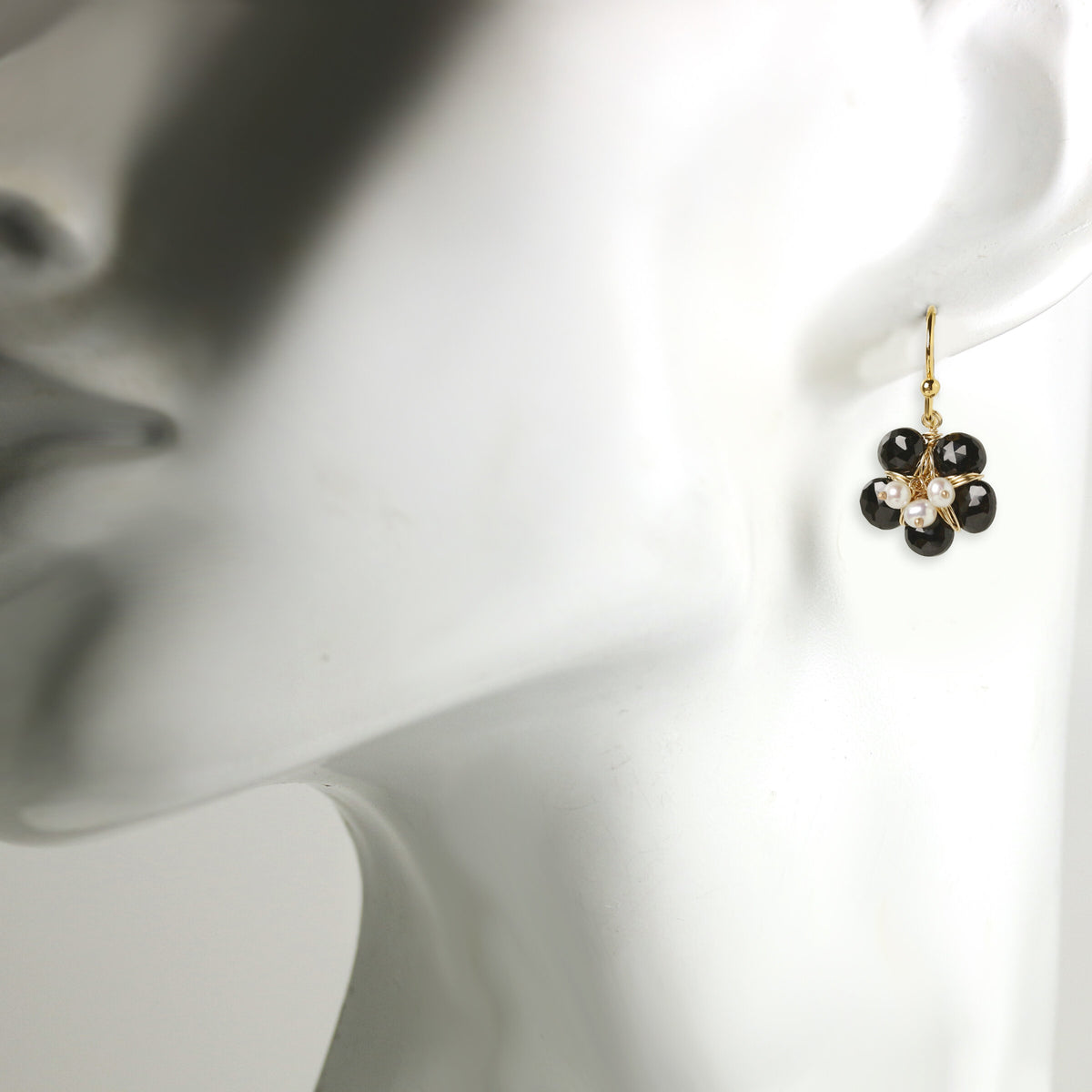 Black Tie Flower Earrings