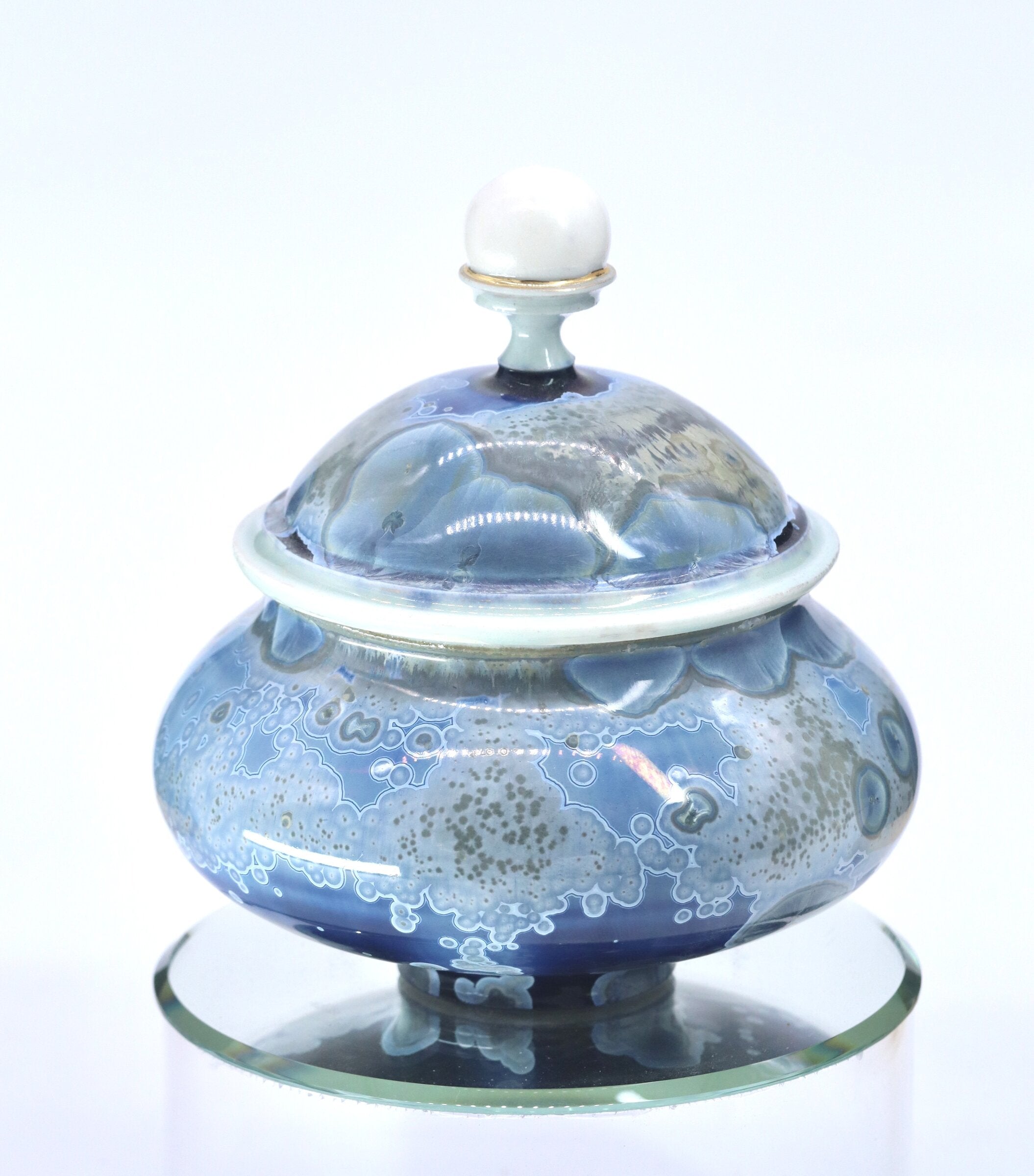 Deep Sea Blue Crystalline Jewelry Jar