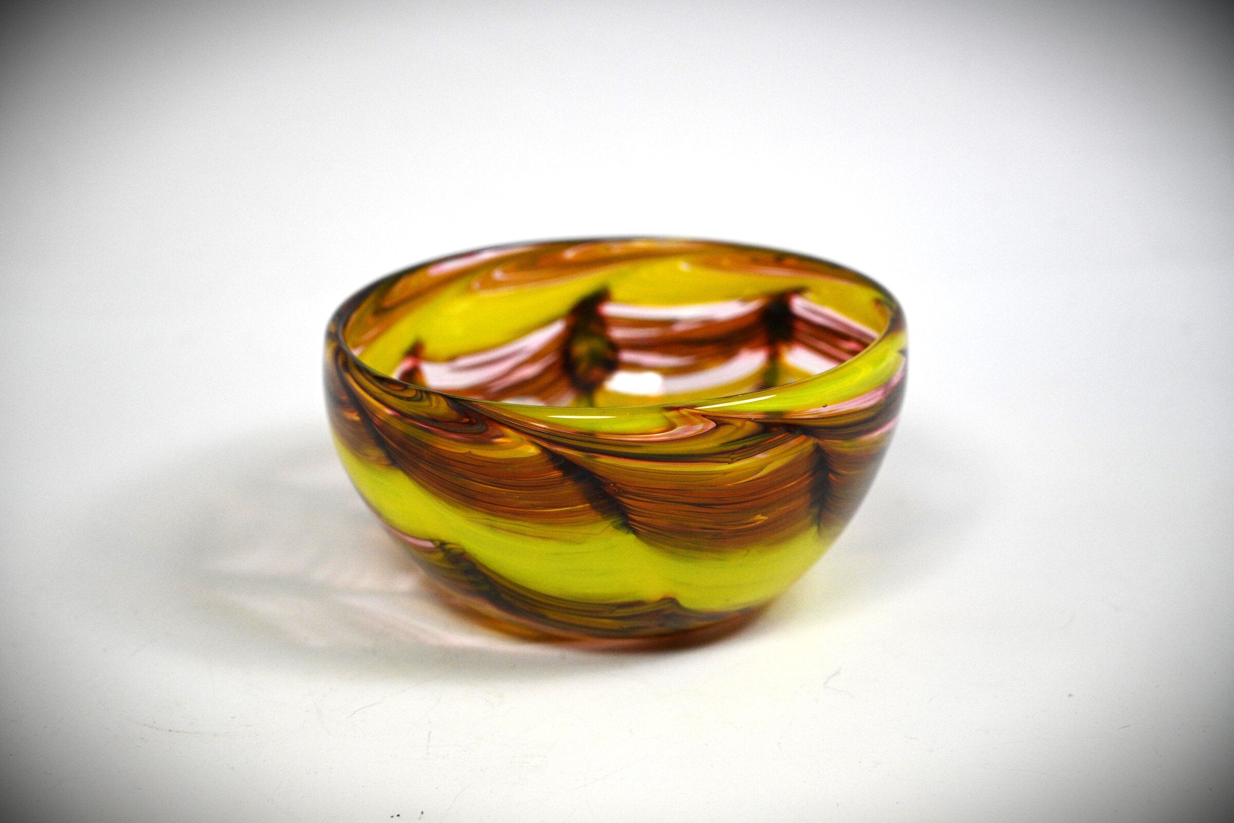 Swirled Yellow, Brown & Pink Bowl