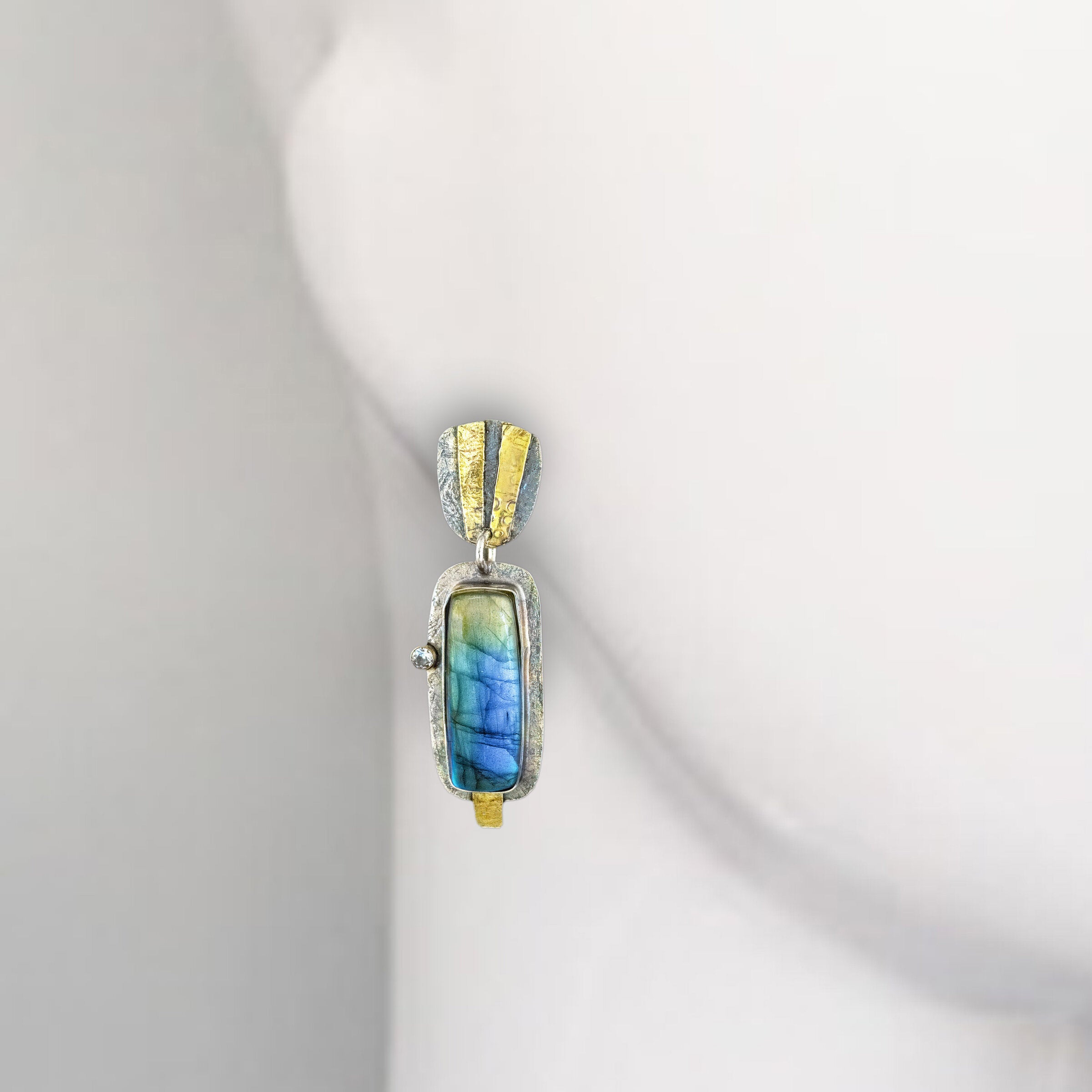 Blue & Gold Rectangle Earrings