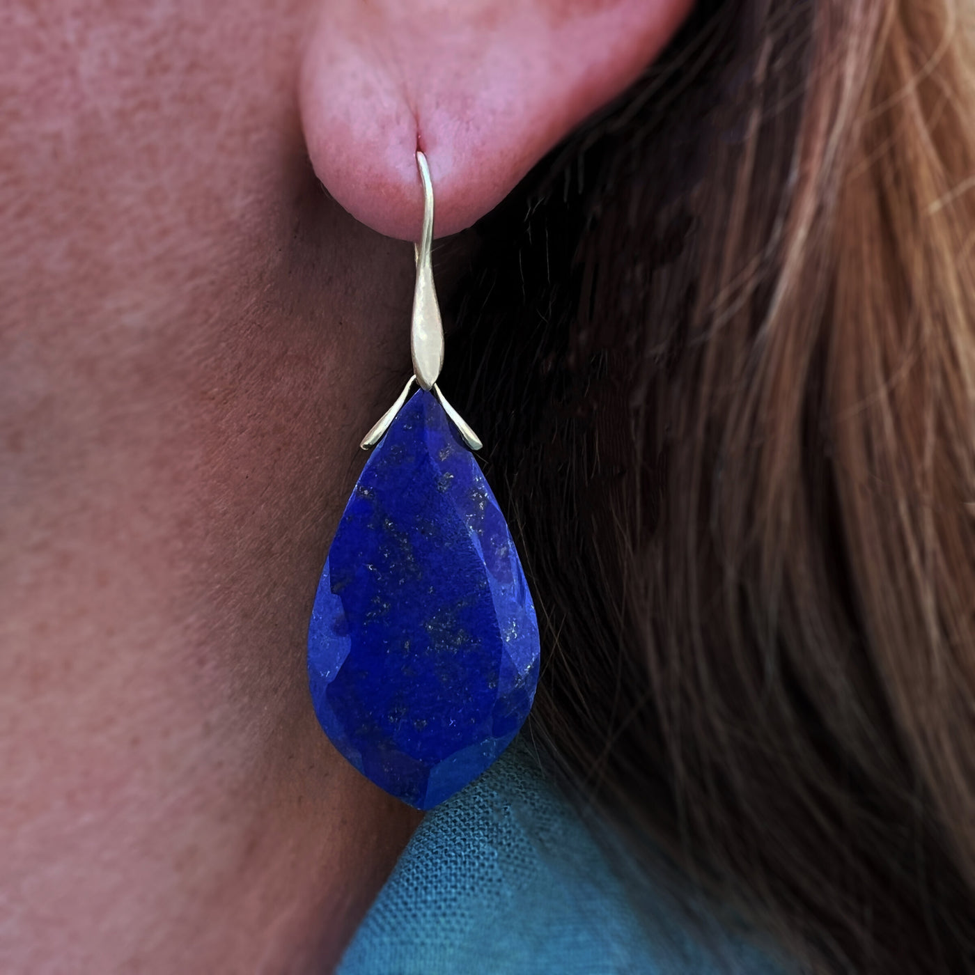 Lapis Leaf Trapeze Earrings