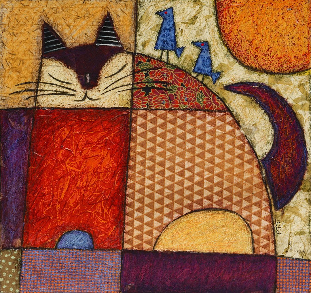 Blue Birds and a Cat