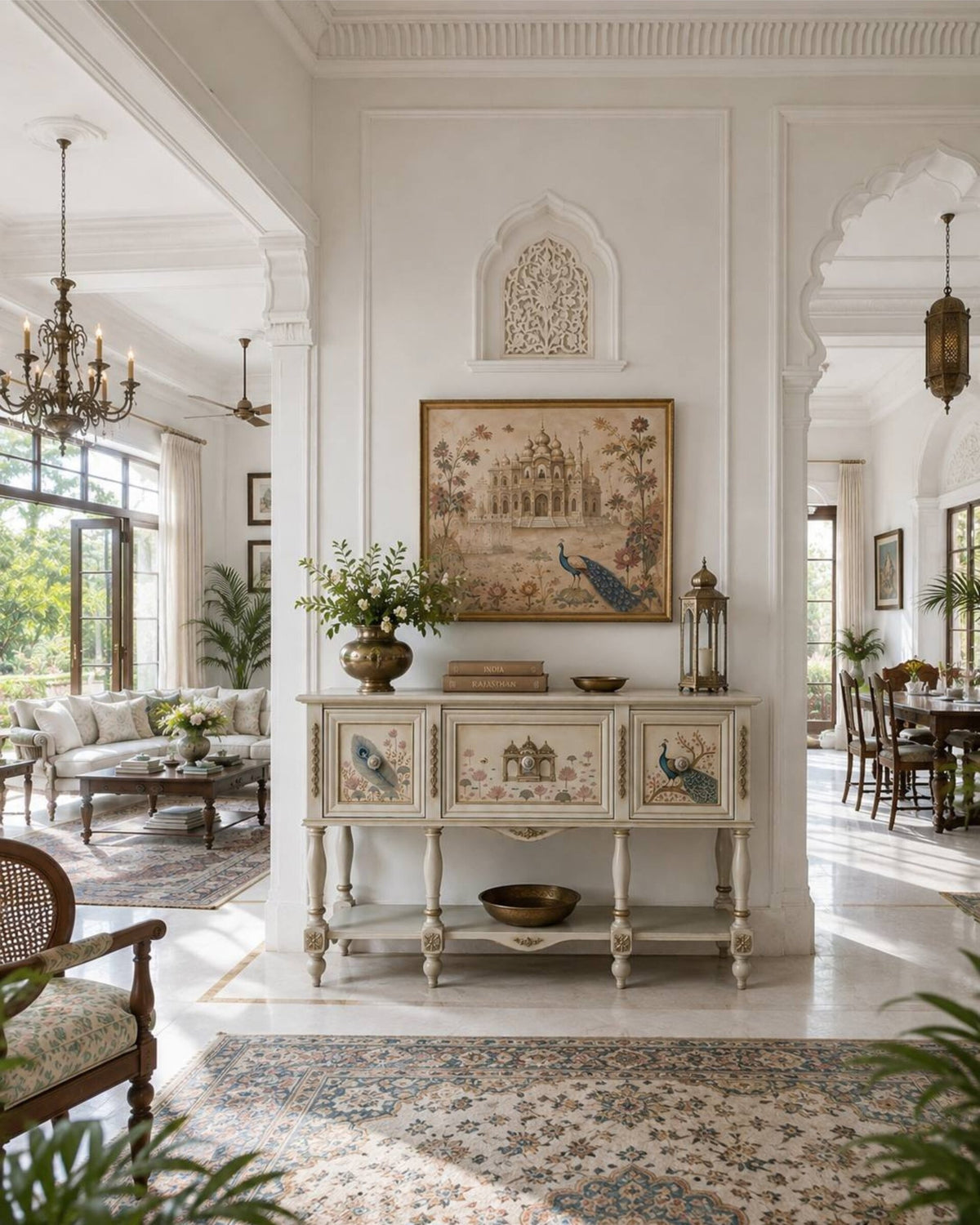 Peacock Garden Ivory Console