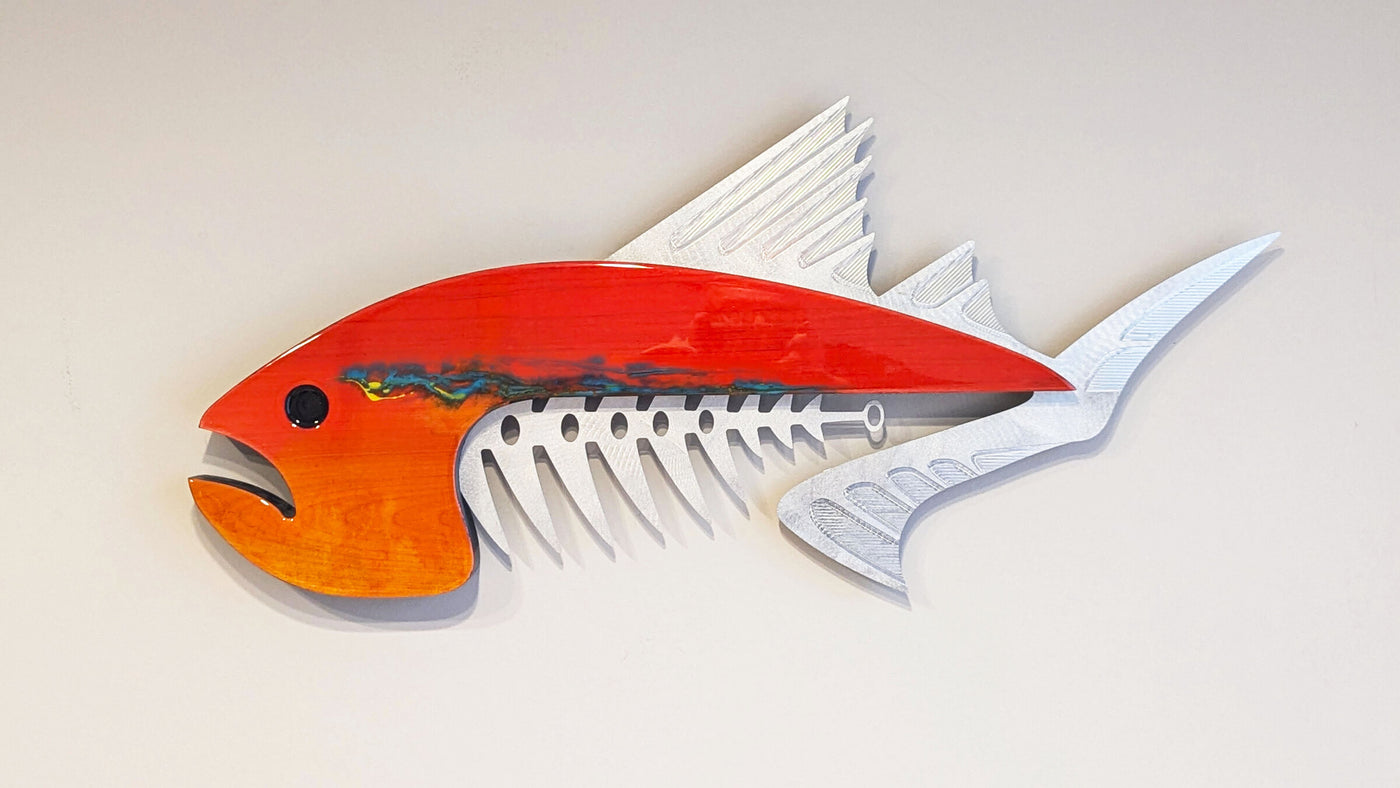 Red Orange Fire Big Fin with Gulf Stream Stripe