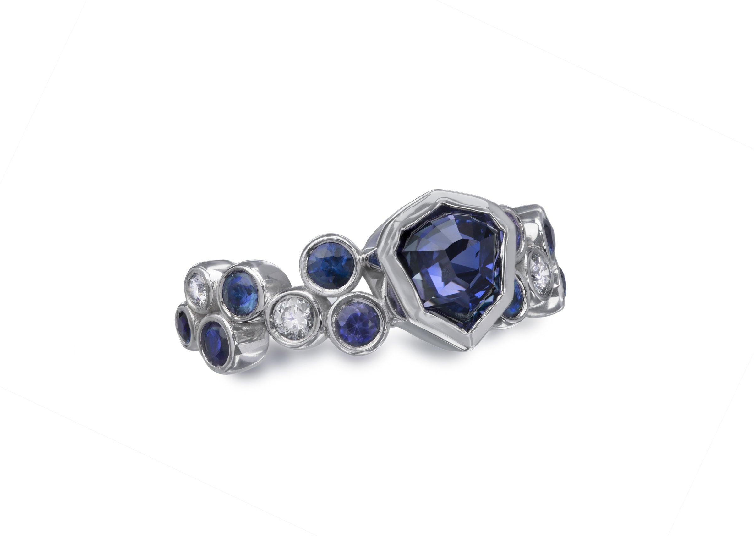 Color Shift Sapphire & Diamond Ring